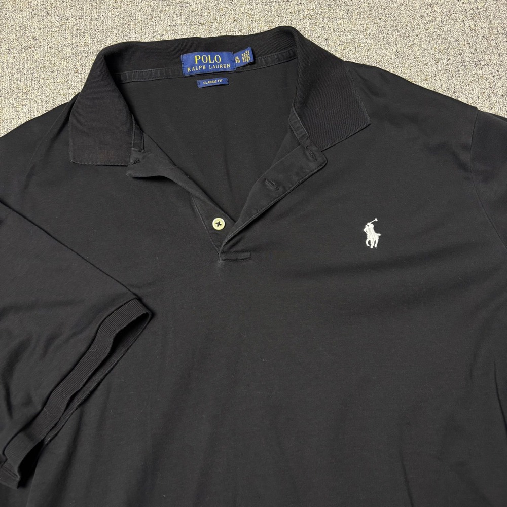 Polo Ralph Lauren Polo Shirt Mens XL Classic Fit Black Short Sleeve White Pony